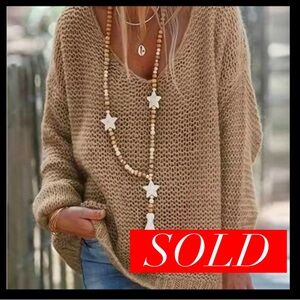 💐💐 Khaki V-neck Sweater